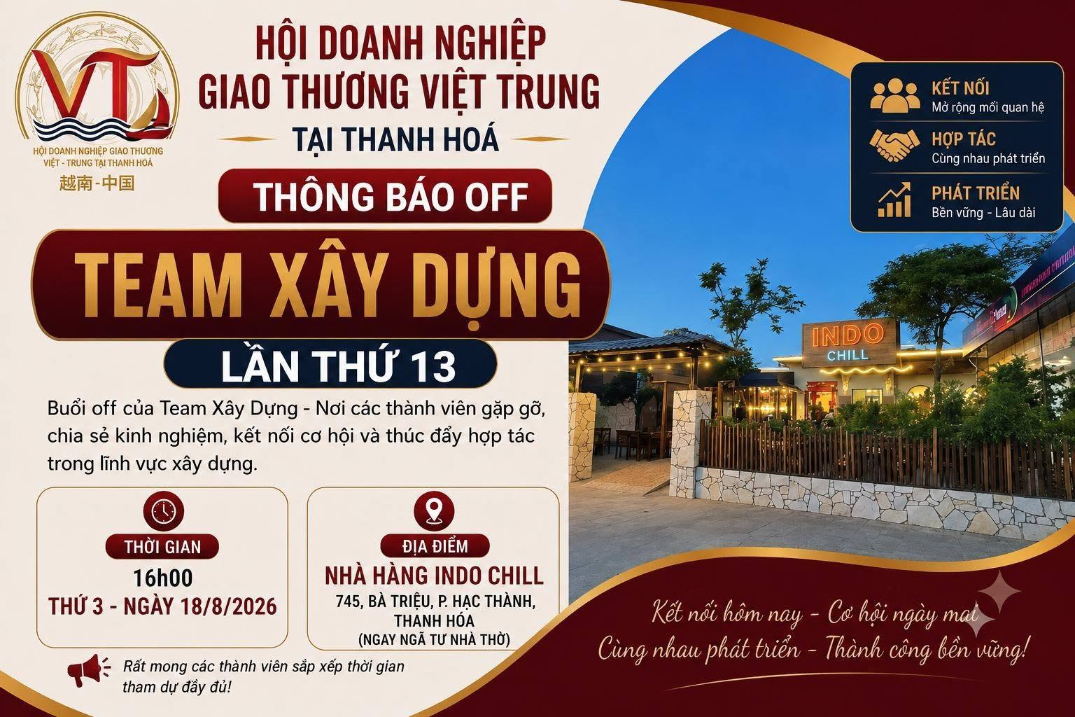 Thông Báo Off Team Xây Dựng – Lần Thứ 13